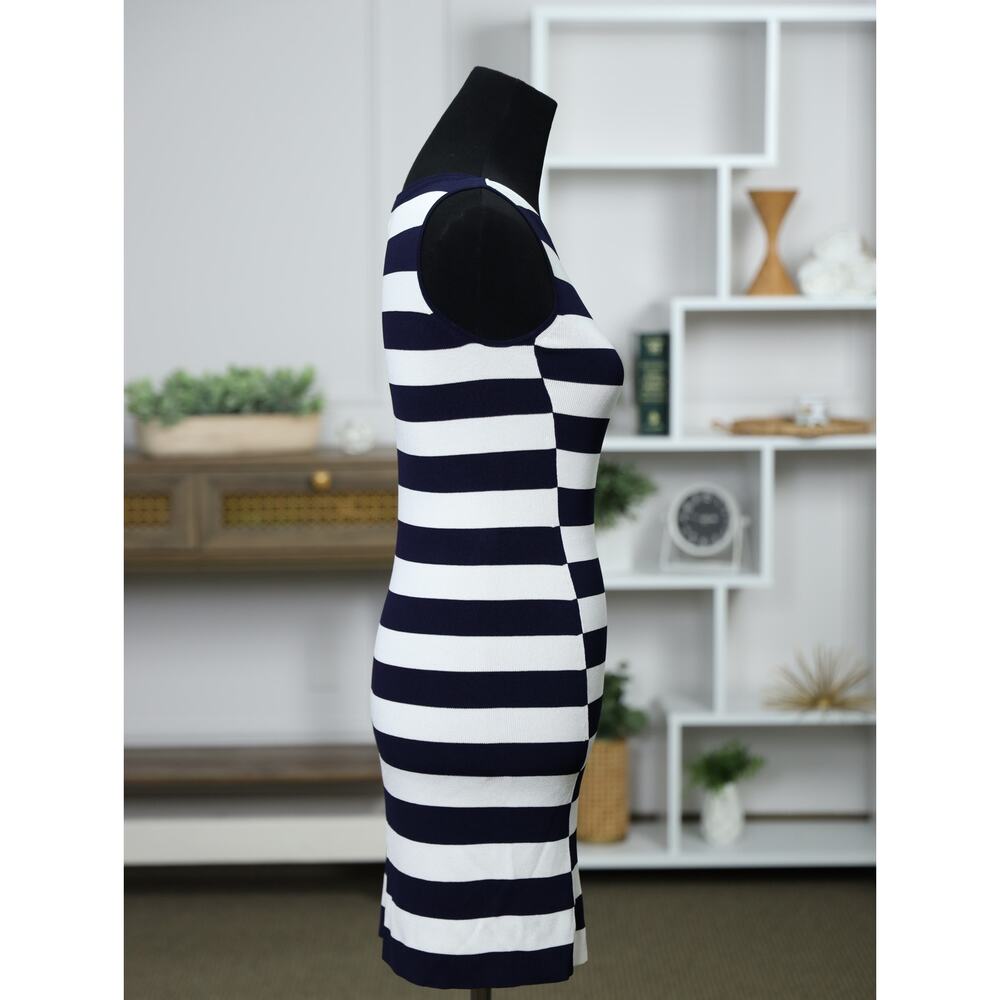 Theory Lasina Dasher Navy Ivory Nautical Stripe Knit Sheath Dress Petite Coastal - Picture 8 of 15